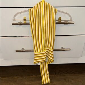 Yellow and White Striped Scarf